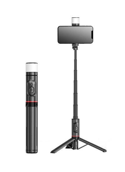 اشتري Portable Wireless Bluetooth Phone Telescopic Selfie Stick Tripod With Fill Light for Huawei iPhone 13 Android Xiaomi etc في السعودية