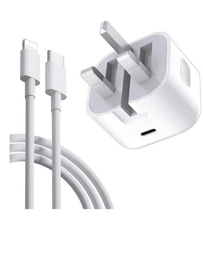 Buy USB-C 35W Charger With 1-Meter USB-C To IPhone Cable - Compatible With IPhone 11 Pro Max, 12 Pro Max, 13 Pro Max - White in Egypt