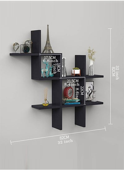 اشتري Criss Cross Intersecting Floating Shelf Rustic Wall Mount Wall Shelf For Bedroom Cube Grid Display Case Floating Organizer Rack For Kitchen Badroom في الامارات