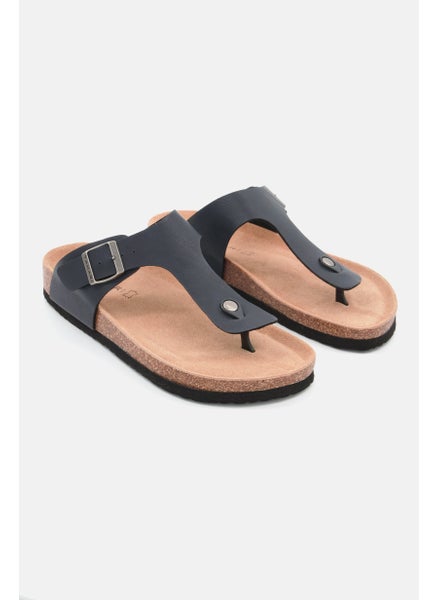 اشتري Men Slip On Synthetic Leather Cork Sandals, Navy Blue HB في الامارات