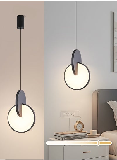 اشتري Modern LED Pendant Light Fixture, 8W Dimmable Round Shape LED Ceiling Light with Adjustable Height, 3000K-6000K Color Temperature, 4.72" Diameter for Kitchen/Bedroom/Living Room, Black في الامارات