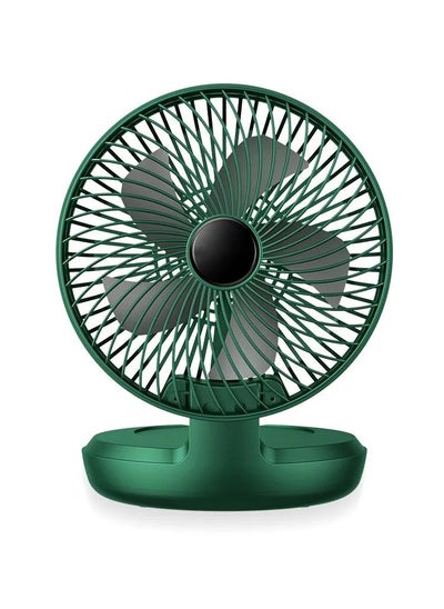 اشتري USB Powered Desk Fan Bedroom Nightstand Tabletop Air Cooling Device Home Office RV Truck Travel Indoor Outdoor Accessories Green في الامارات