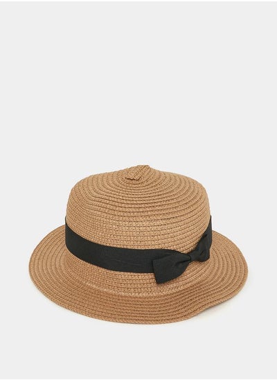 Buy Bow Ribbon Short Brim Straw Hat in Saudi Arabia