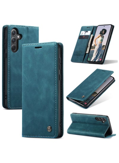 Buy CaseMe Samsung Galaxy A35 Wallet Case Book Folding Flip Folio Case with Magnetic Kickstand Card Slots Protective Cover - Green in Egypt