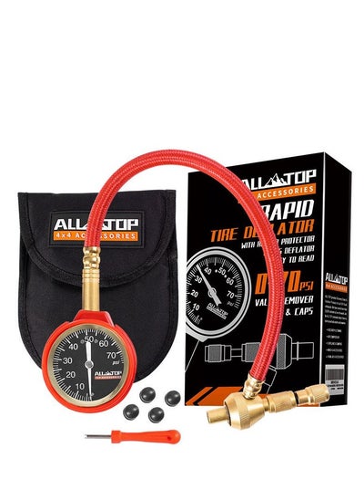 Buy ALL-TOP 4x4 Rapid Tire Deflator Kit 0-70PSI Tire Pressure Gauge/Air Down Master/for Offroad Tire of Jeep, Truck & ATV in Saudi Arabia