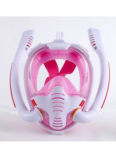 Buy Full Face Snorkel Mask - Diving Mask with Dry Top Breathing System Double-Tube, 180 Degree Panoramic Snorkeling Mask with Camera Mount, Anti-Fogging Anti-Leak Snorkeling Gear for Adults and Kids in UAE