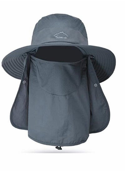 Buy Fishing Hat, for Men & Women, Outdoor UV Sun Protection Wide Brim Hat with Face Cover, Neck Flap in UAE