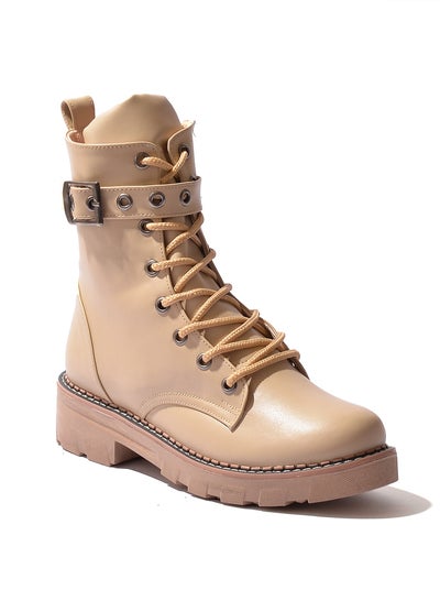 Buy Half Boot Leather Buckle-Beige in Egypt
