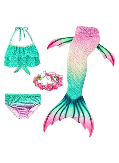 Buy Girl Swimsuit, Girls' One-Piece Swimwear, 3 Piece Set Kids Mermaid Swimsuit, Swimming Princess Bikini Bathing Suit Set, Kids Swimming Mermaid Tail for Girls Gift in Saudi Arabia