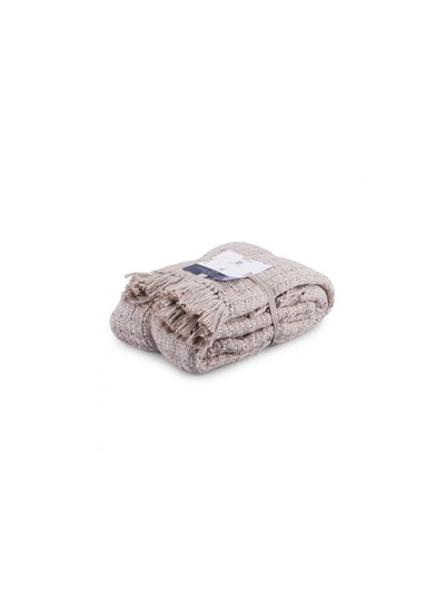 اشتري Prima Throw With Fringes 130x170cm - Khaki في الامارات