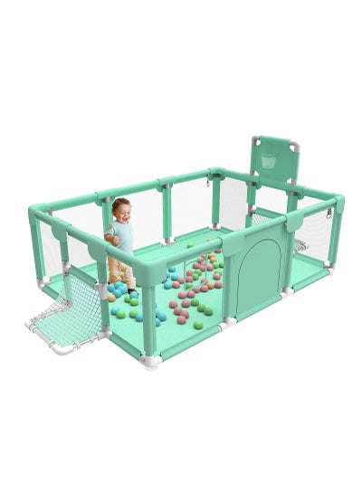 Buy Baby Playpen, Play Yard for Babies and Toddlers with Anti-Slip Suckers,  Infant Safety Activity Center（Mint Green） in Saudi Arabia