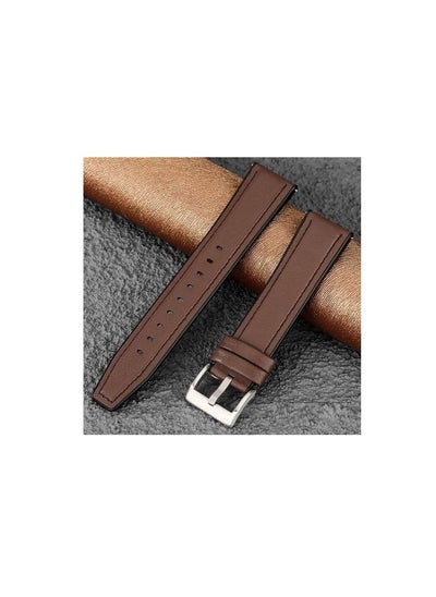 Buy 22mm Silicone Leather Replacement Strap Watchband For Xiaomi Amazfit GTR3 GTR 4 / GT R2 / GTR2E- Sport - Brown Silver Buckle in Egypt