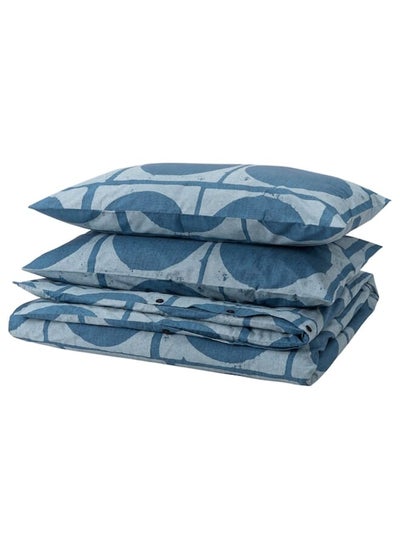 Buy Duvet cover and 2 pillowcases, dark blue, 240x220/50x80 cm in Saudi Arabia