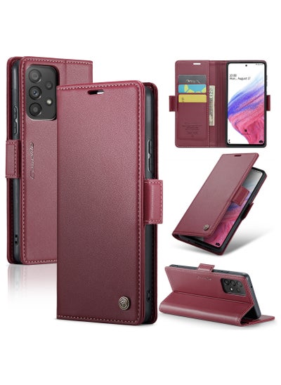 Buy CaseMe Flip Wallet Case For Samsung Galaxy A53 5G RFID Blocking PU Leather Wallet Flip Folio Case with Card Holder Kickstand Shockproof Phone Cover - Red in Egypt