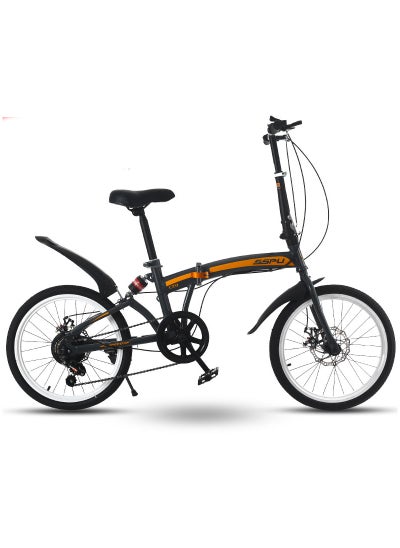 Buy 20in Folding Bike, 7 Speed Foldable City Bike, Carbon Steel Bicycle for Adults, Foldable Bicycle with Adjustable Seats & Disc Brake for Traveling & Exercising in Saudi Arabia