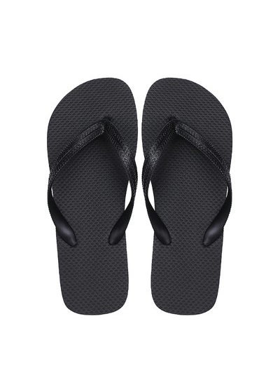 اشتري Black slippers factory wholesale solid color flip-flops mens summer fashion casual simple flat foot beach slippersRC01 RC01 في الامارات