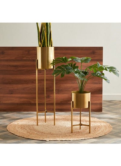 Buy 4-Piece Ace Metal Planter Set With Stand 24x45x24 cm in Saudi Arabia