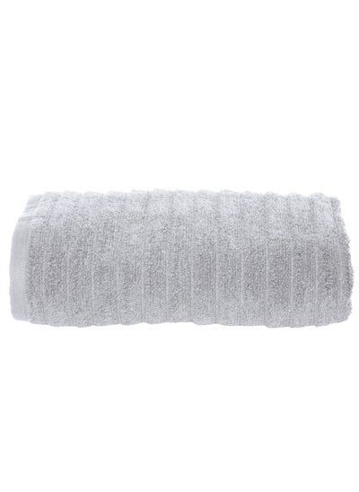 Buy 100 Percent Cotton Zero Twist 460 GSM Wave Ribbed Pattern Bath Towel 70x140 cm in Saudi Arabia