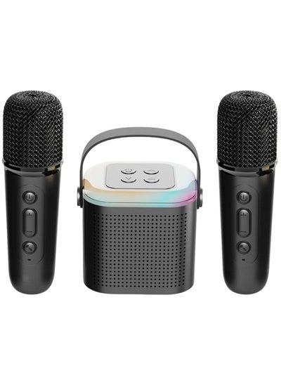 Buy Mini Karaoke Machine, Portable Bluetooth Speaker with 2 Wireless Microphone, Funny Toys for Girls Girls Ages 4-12, Colorful Lights, for Kids Birthday, Home, Portable with 2 Wireless Microphone Black in Saudi Arabia