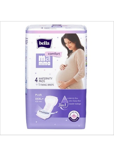 Buy Mamma Comfort Plus Maternity Pads | After Delivery For Women | Anatomical Shape | Ultra Absorption | Cytosafe Perfect Skin Recovery | Size Xxxl+ | Pack Of 4 Pads + 1 Fixing Briefs in UAE