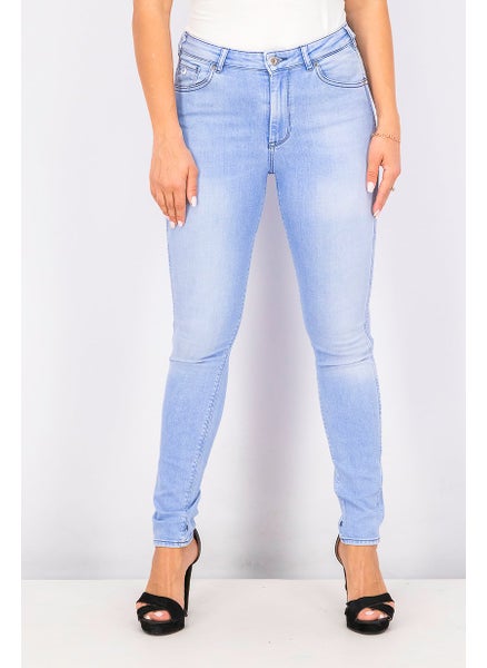 اشتري Women Skinny Fit Wash Stretchable Jeans, Light Blue في السعودية