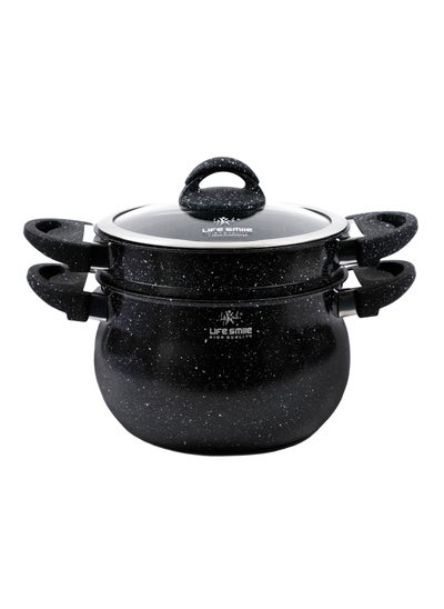 Buy 28cm (12 Litre) Multipurpose Stock Pot and Steamer Pot Set - Induction Couscoussier with PFOA-free Aluminum Non Stick 2-tier Cooking Pot with Lid for Soups,Seafood,Vegetables,Stews and Pasta in UAE