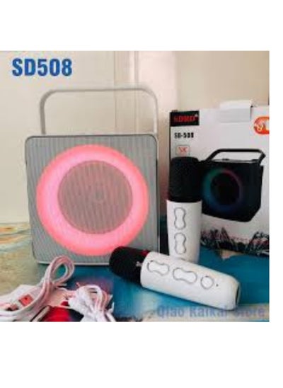 Buy SDRD Wireless Bluetooth Speaker with 2 Microphones, Portable Karaoke Machine, SD-508 (WHITEcolor) in UAE