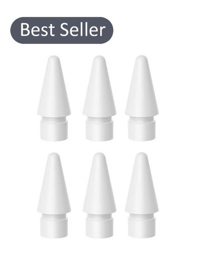 Buy 6-Piece High Quality Frosted Replacement Tips Set For Apple Pencil White in Saudi Arabia