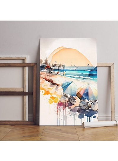 Buy home gallery watercolor beach backdrop Printed Canvas wall art in Egypt