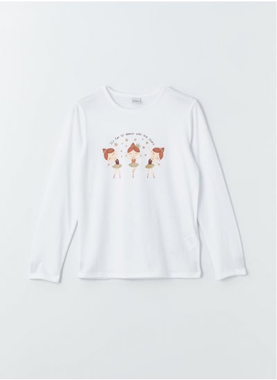 اشتري Crew Neck Printed Long Sleeve Girl T-shirt في مصر