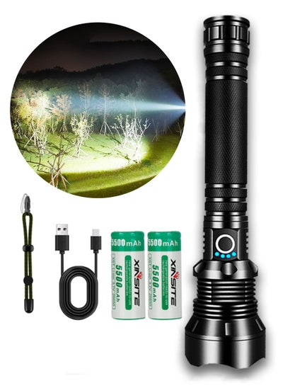 Buy Rechargeable LED Flashlights High Lumens Super Bright Flashlight with 5 Modes & Waterproof Powerful Handheld Flashlight for Camping Emergencies in Saudi Arabia