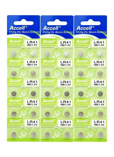 اشتري 30-Pieces Accell AG3 LR41 (192) Alkaline 1.5V Batteries في الامارات