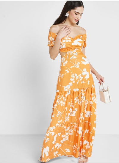 Buy Off Shoulder Printed Dress in UAE