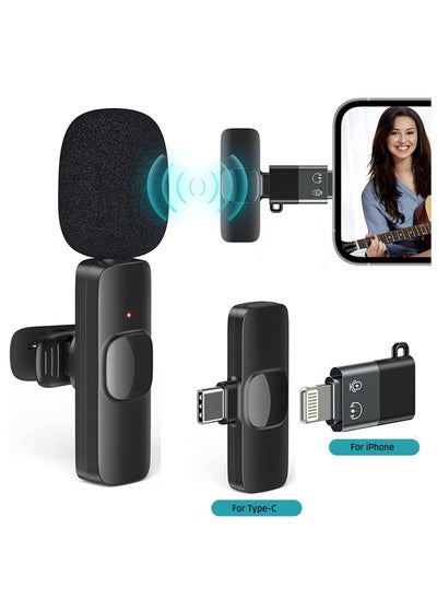 Buy K8 Wireless Collar Clip Microphone For iPhone/iPad & Type C Mobile Phones Plug-Play Microphone in UAE