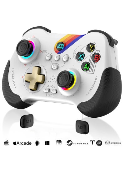 اشتري Mobile Gaming Controller for iPad/iPhone/Tablet, Cloud Controller Remote Joystick for iOS/Android, Wireless Switch Controller with Macro Buttons/Hall-Rocker/Hall-Trigger/Dual Vibration (Starry White) في السعودية