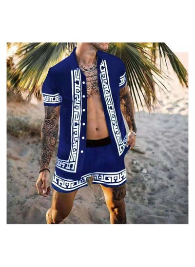 Buy Men's Shirt Casual Loose Shorts Beach Suit in UAE