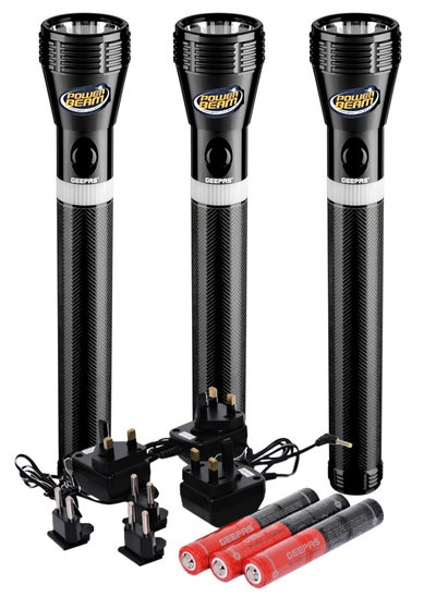 Buy Geepas GFL4622N Family Pack Rechargeable LED Flashlight Set Of 3 in Saudi Arabia