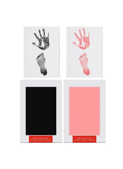 Buy 6Pcs Inkless Hand And Footprint Kit Baby Imprint Kit 2 Large Print Ink Pad With 4 Imprint Card Baby Keepsake Ornament Kit For Newborn Shower (Black Pink) in UAE