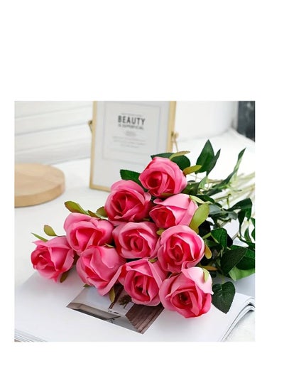 Buy A bouquet of 10 artificial roses to decorate vases and for decoration in Egypt