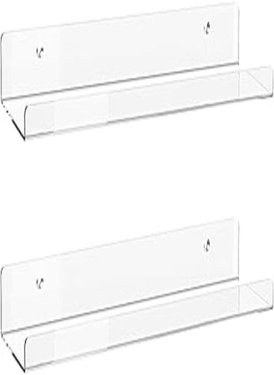 Buy Acrylic Floating Shelves, 2 Pack of 15 inches Invisible Acrylic Floating Wall Ledge Shelf, Wall Mounted Nursery Kids Bookshelf, Spice Rack, Bathroom Storage Shelves for Cosmetics, Photos, Books, Spice in Egypt