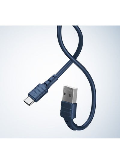 Buy Data Cable-Zero Sense Series 2.4A High Elastic Tpe Fast Charge Data Cable Rc-179A-Blue in Egypt