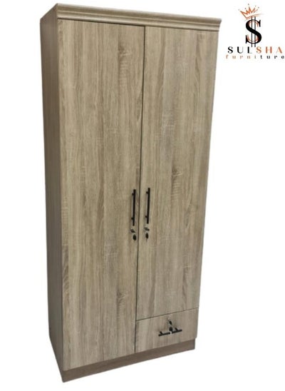 Buy 2 Door Wooden Wardrobe Cabinet Cupboard Engineered Wood Perfect Modern Stylish Heavy Duty in UAE