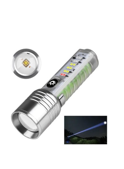 Buy Powerful, compact flashlight with power control and blue, red, purple and white side lighting. Along with a pocket clip, magnet, and large battery in Egypt
