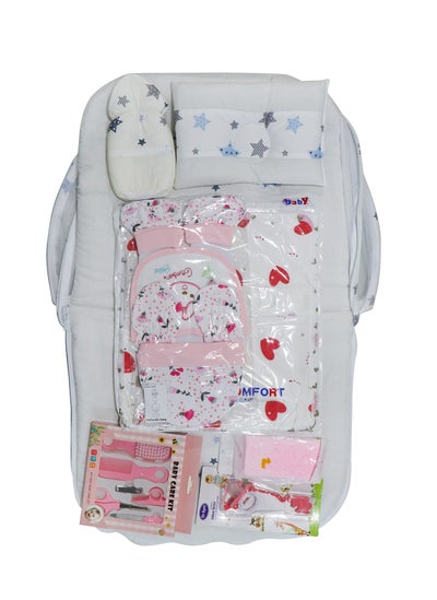 Buy AURA KIDS 11 Pieces Baby Gift Set Pink in UAE