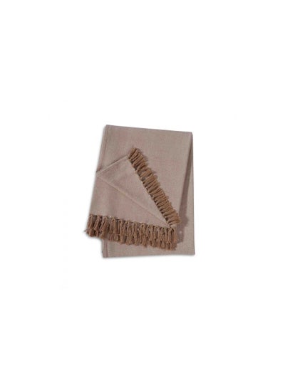 اشتري Maeve Throw With Fringes 130x170cm - Beige في الامارات