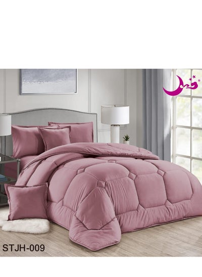 Buy Royal, comfortable and soft single bed comforter set, 6 pieces, double solid in Saudi Arabia