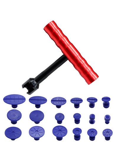 اشتري SYOSI, T Shape Car Dent Repair Kit, Car Paintless Dent Puller Dent Removal Tool Kit with 18 Blue Gasket Plastic Suction Cup, Portable Auto Body Tools Hammer Kits في الامارات