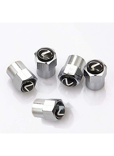 Buy Valve Stem Air Caps Cover Combo Silver Logo Chrome Tire Stem Valve Caps Set Fit for CT is ES GS CT LS LX RX (A Set of 5 Pcs) in Saudi Arabia