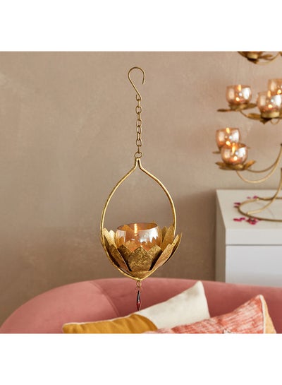 Buy Kumudh Metal Lotus Hanging Tealight Holder 16x40x16 cm in Saudi Arabia