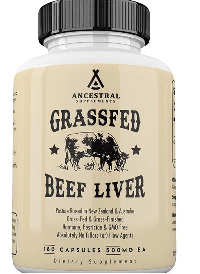 Buy Grass Fed Beef Liver Desiccated Natural Iron, Vitamin A, B12 for Energy 180 capsules in UAE